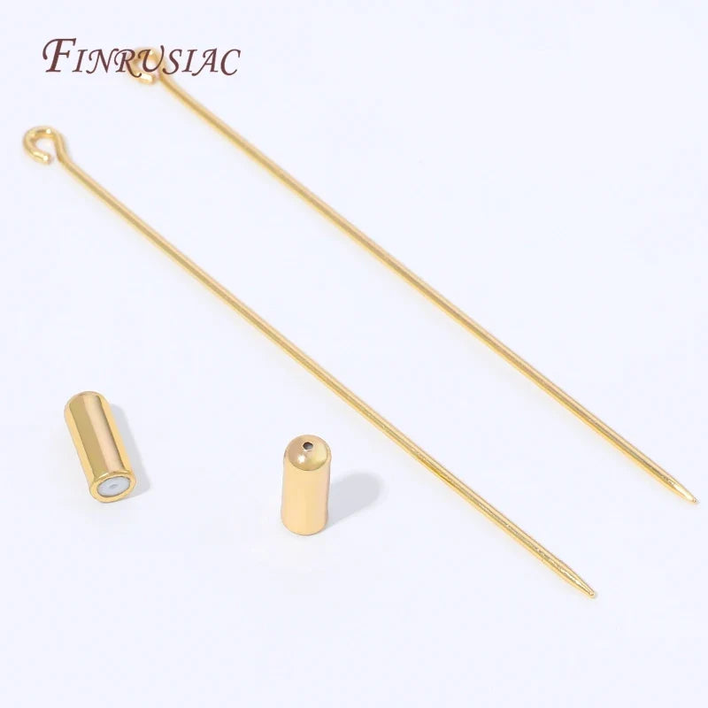 18K Gold Plated 70mm Brooch Pin Stem with Cap | DIY Jewelry