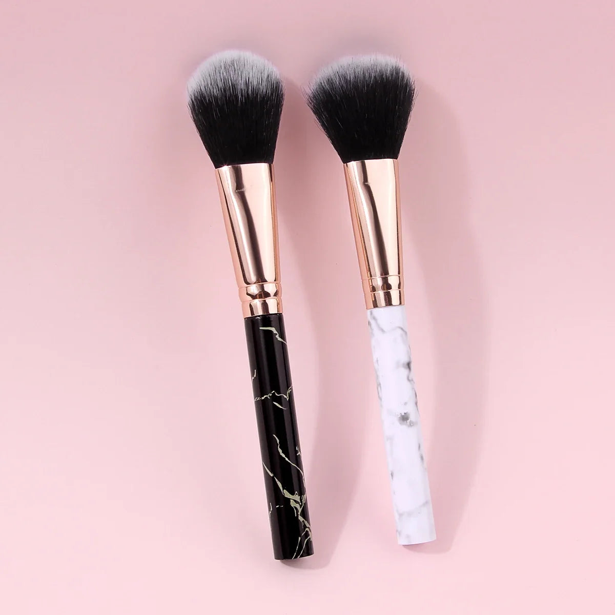 2Pcs Marble Handle Blush Brushes – Soft Fluffy Face Makeup