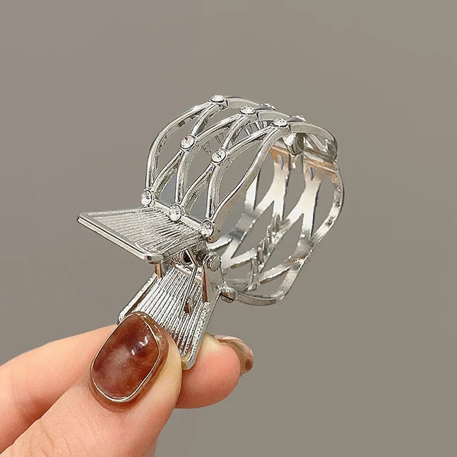 Korean Pearl Crystal Hair Claw Clips – Geometric Style