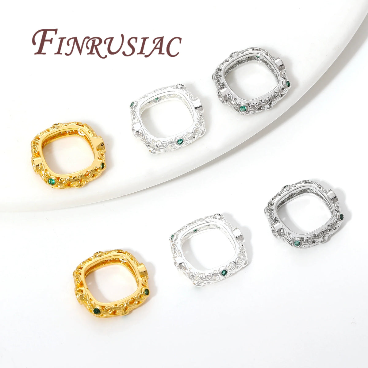 18K Gold Plated Zircon Square Bead Separators | DIY Jewelry