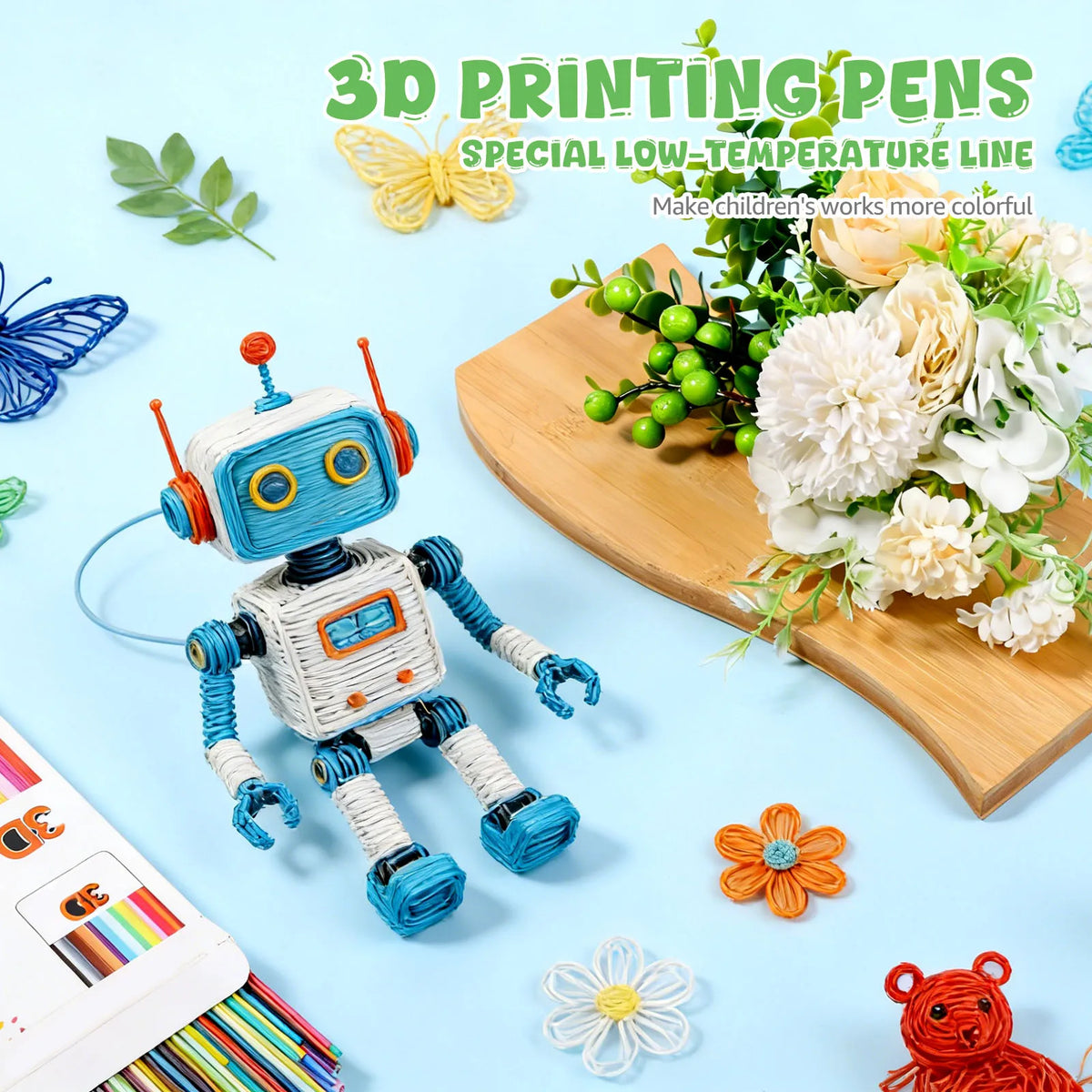 PCL 3D Pen Filament Refills 260/560Pcs – Low Temp, 10/20 Colors