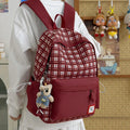 Korean Plaid Large Capacity Backpack for Women | School & Travel