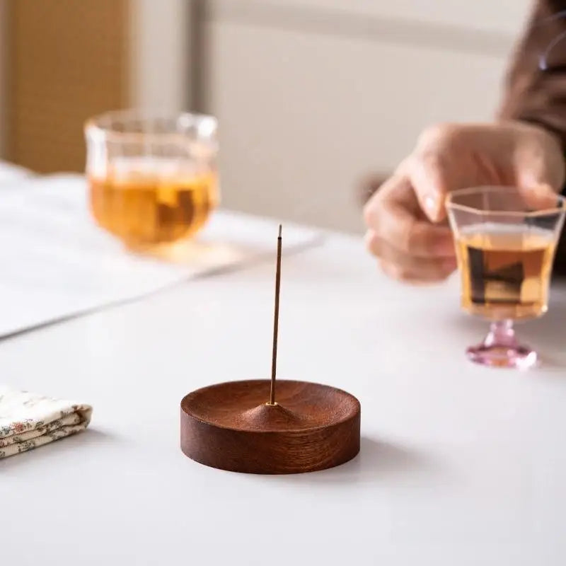 Black Walnut Round Incense Burner & Agarwood Tray Holder