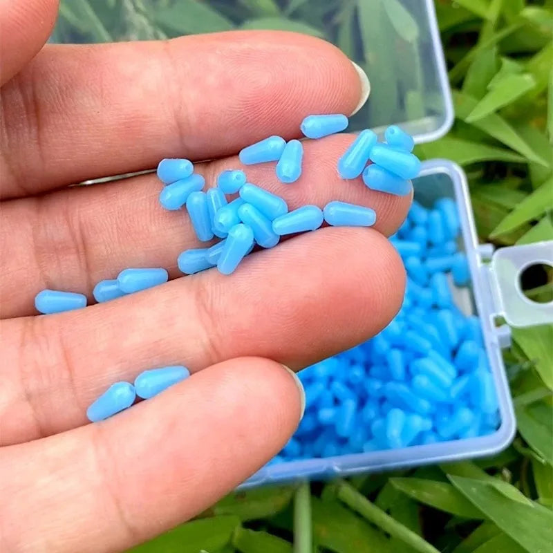 100pcs Oval Silicone Fishing Float Stoppers & Space Beans