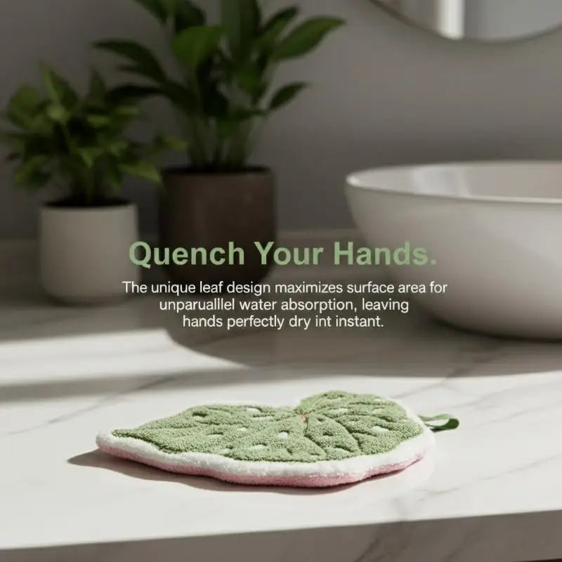 Leaf-Shaped Hand Towel – Soft Coral Fleece Hanging Towel
