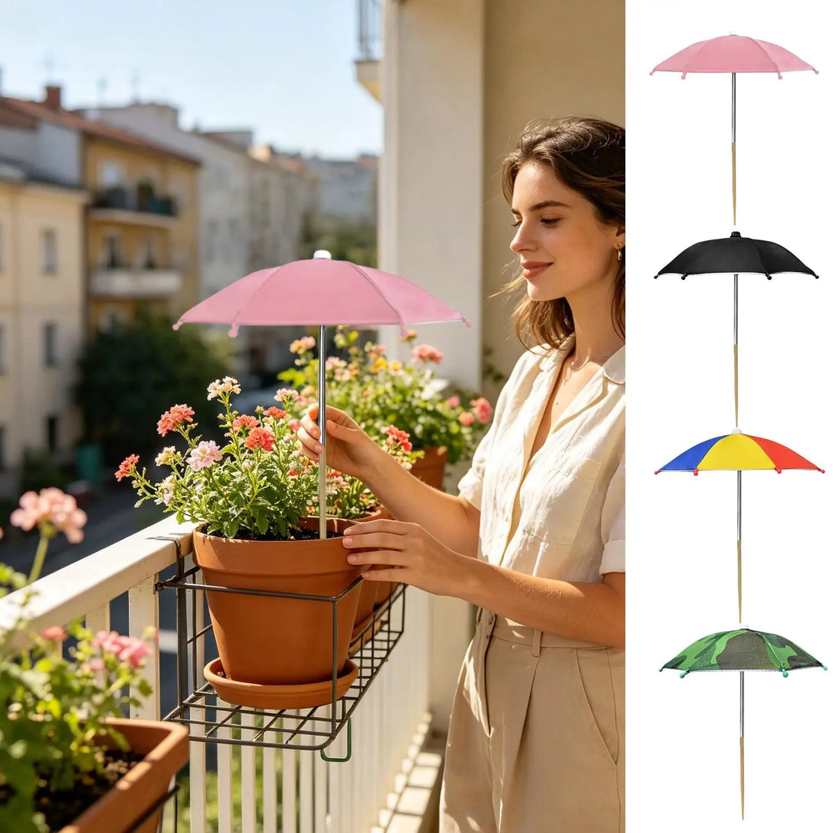 Mini Plant Umbrella UV Shade Cover for Outdoor Garden & Patio