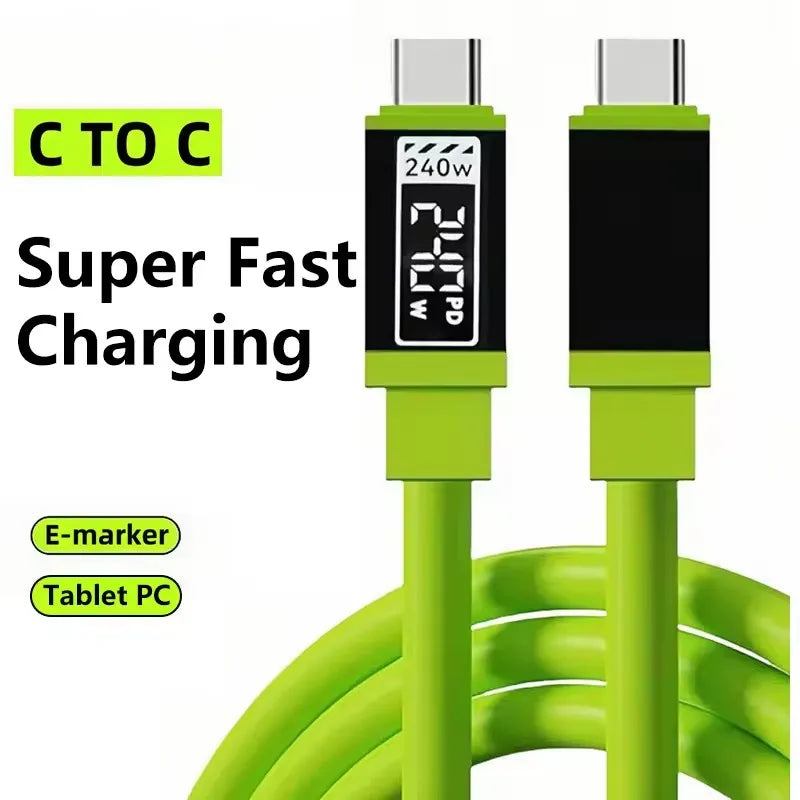 USB-C PD 240W LED Fast Charging Cable 6A – Multi-Device