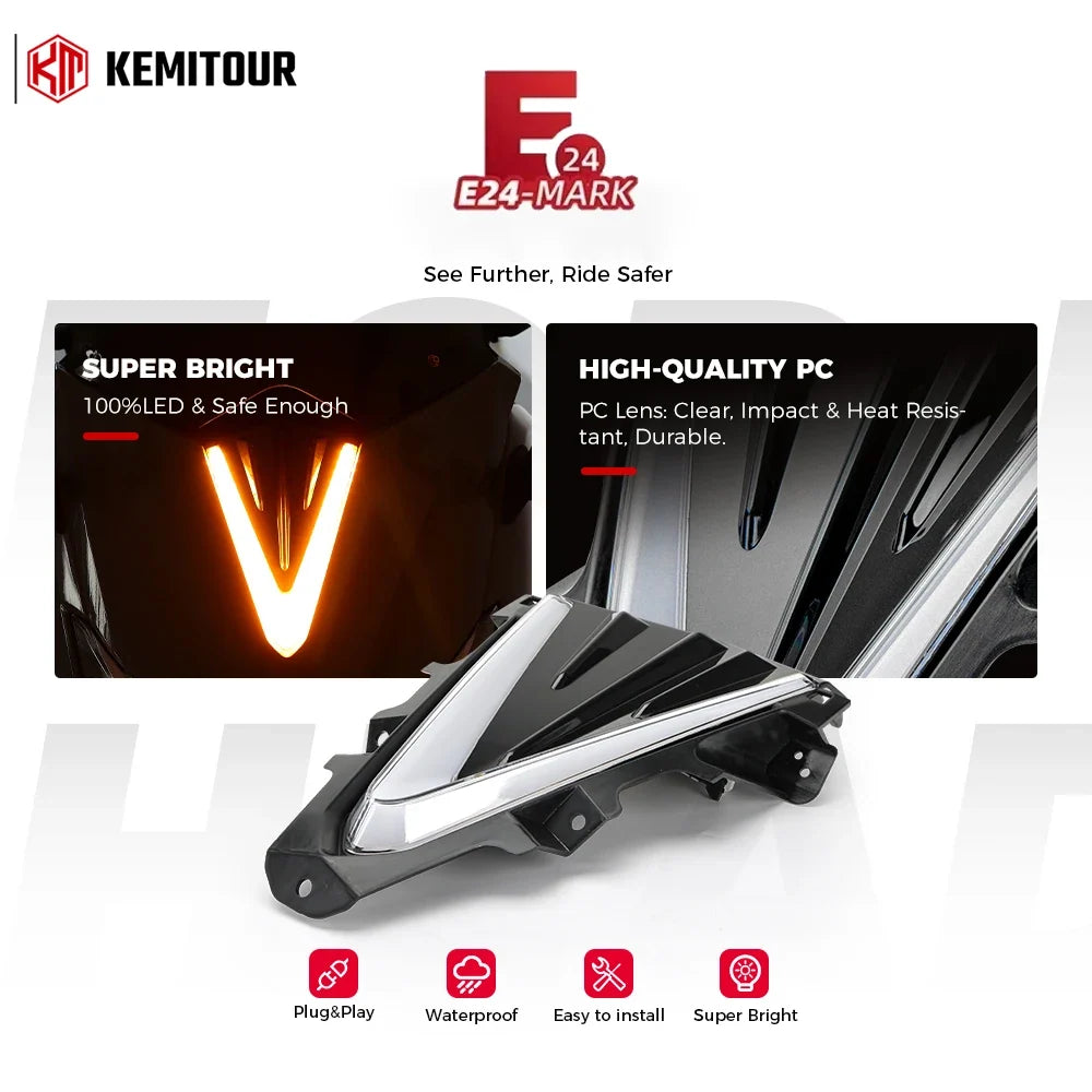 Yamaha TMAX 530 2015-2016 V-Shape LED DRL Front Lamp E-MARK