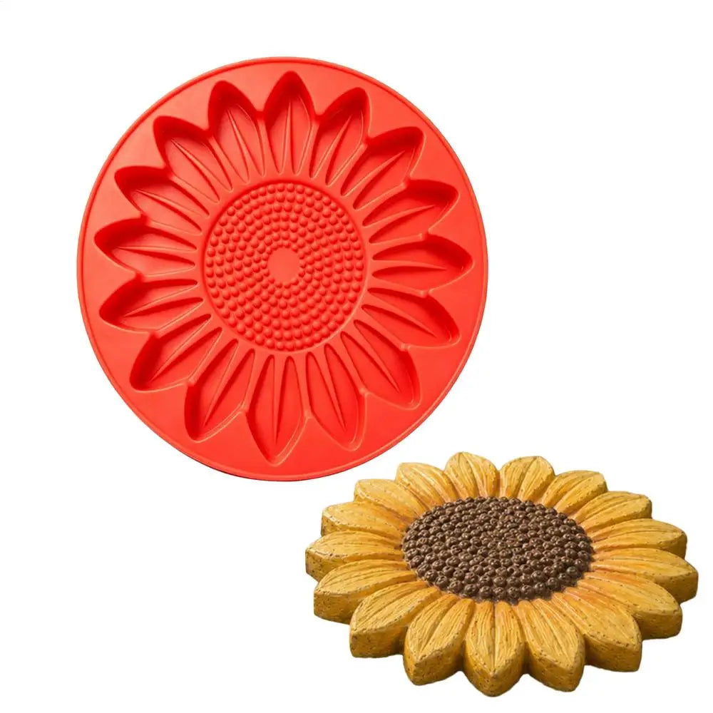 Sunflower Concrete Stepping Stone Mold – Reusable Round Paver
