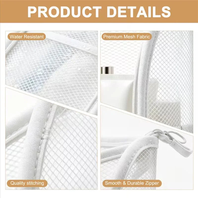 Standable Waterproof Mesh Makeup Brush Organizer Travel Bag