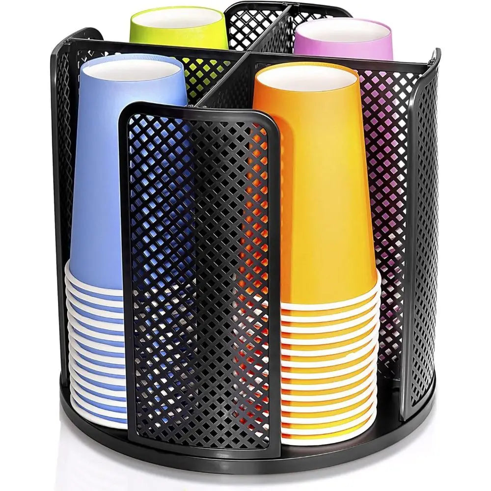 Rotating Paper Cup Dispenser – 4-Compartment Lid Holder