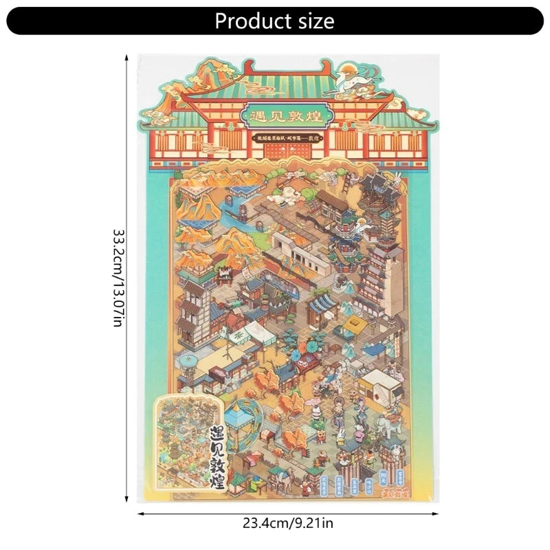 Miniature Scenery PET Stickers – Ancient City Scrapbooking Set