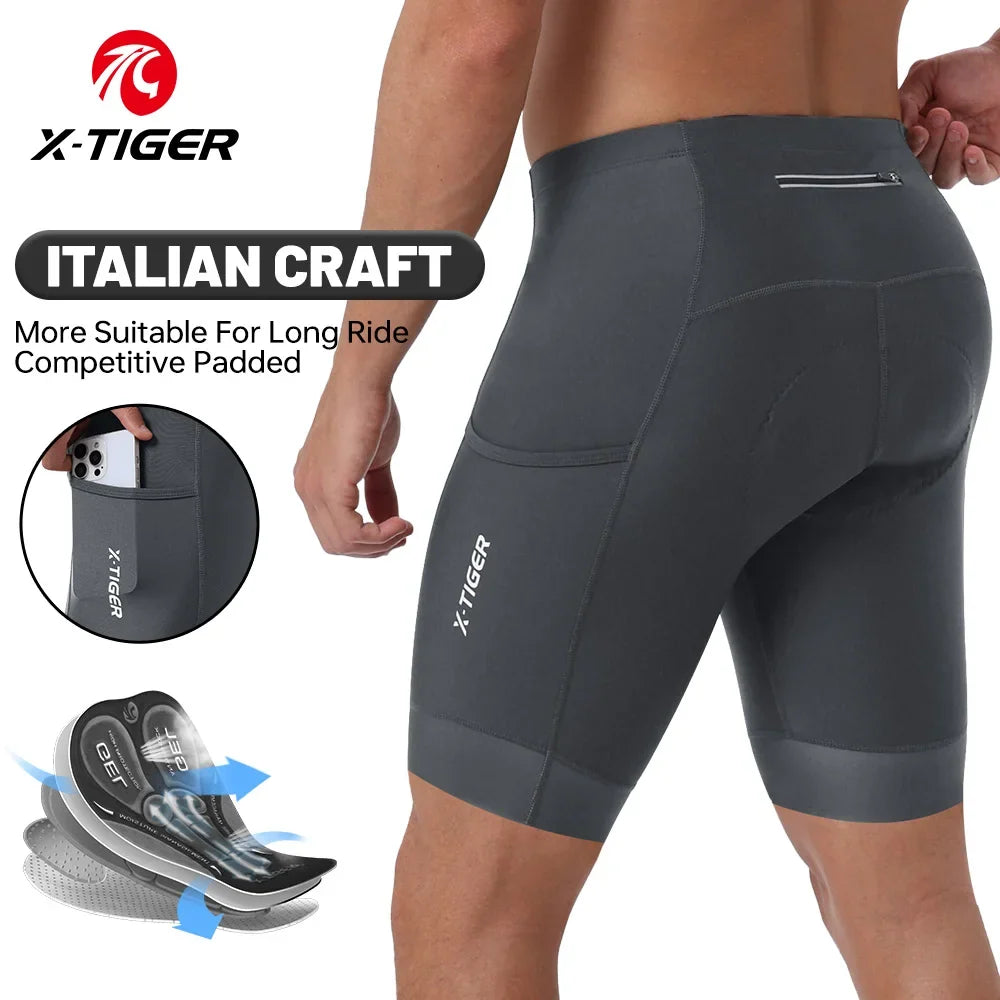 X-TIGER Men's 6D Gel Padded MTB Cycling Shorts | Quick Dry