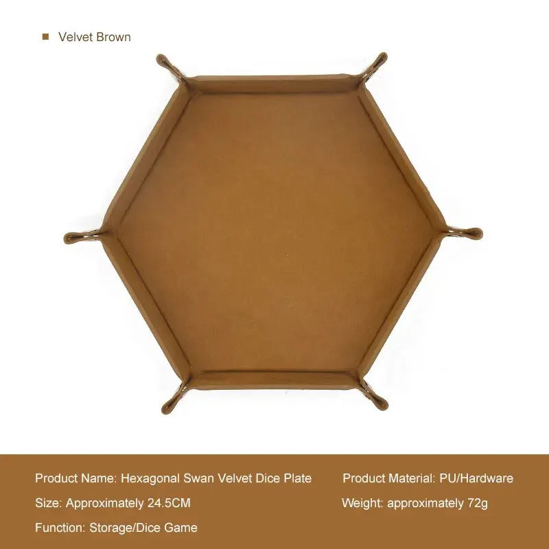 Hexagonal PU Leather Dice Tray – Foldable Board Game Organizer