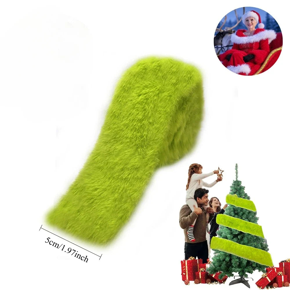 Lime Green & White Faux Fur Christmas Garland 1.97x7FT