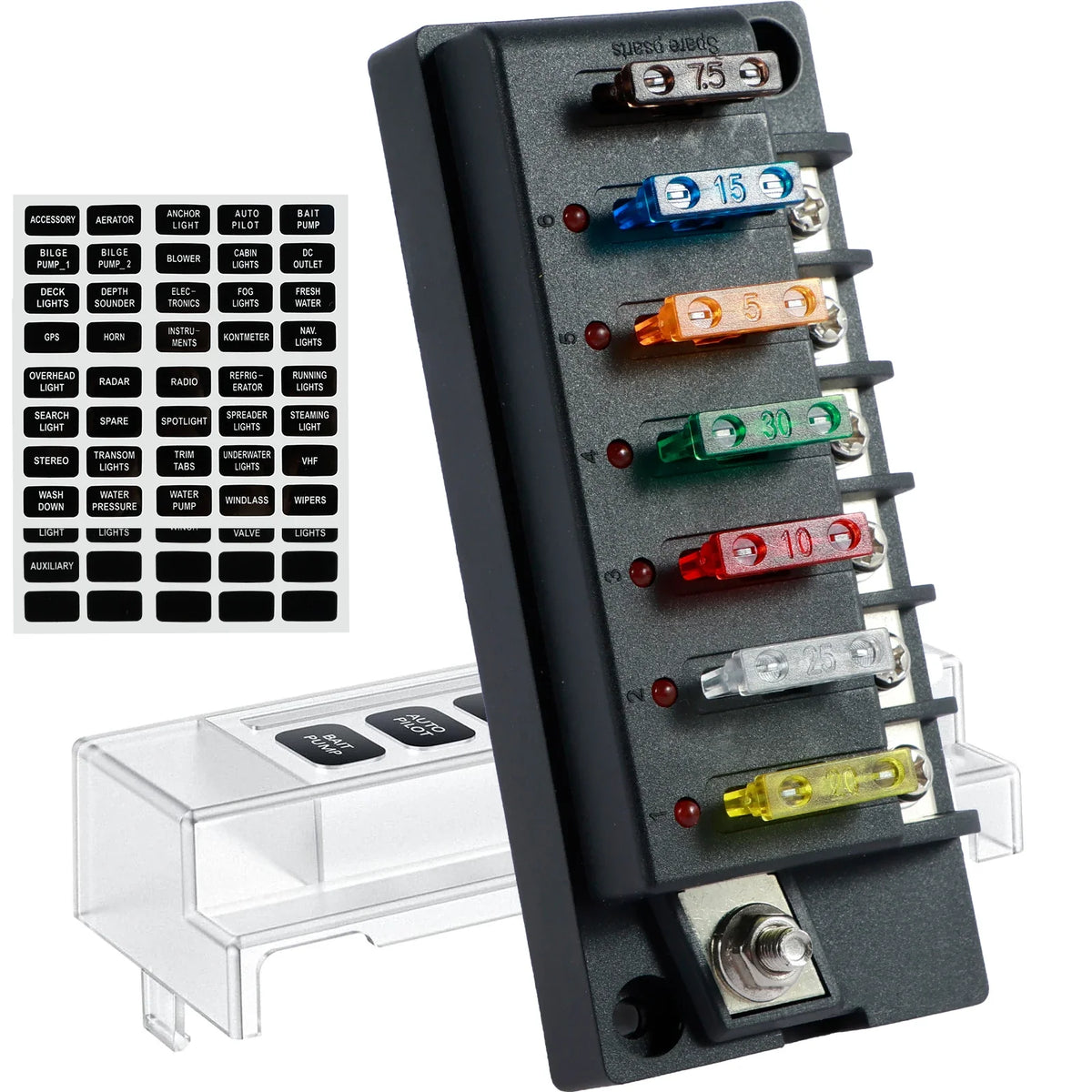 12V Blade Fuse Block 4/6 Circuit with LED Indicator – Car & Marine