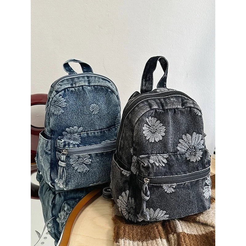 Vintage Japanese Denim Small Backpack – Lightweight Travel Bag