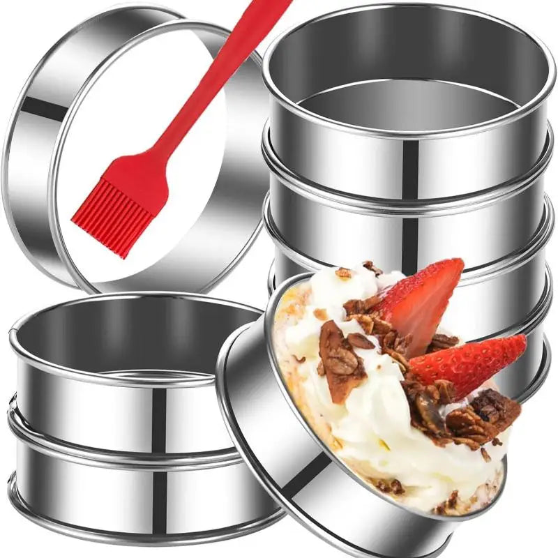 6PCS Stainless Steel Crumpet Baking Rings – Nonstick Mold Set