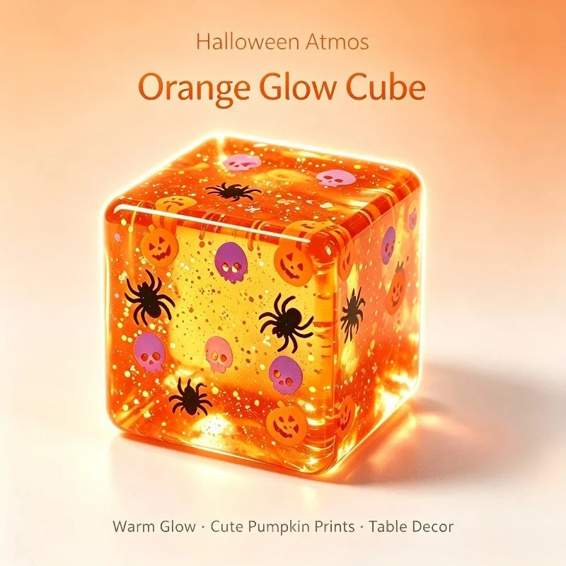 Halloween Squishy Ice Cube Toy – Pumpkin & Spider Fidget