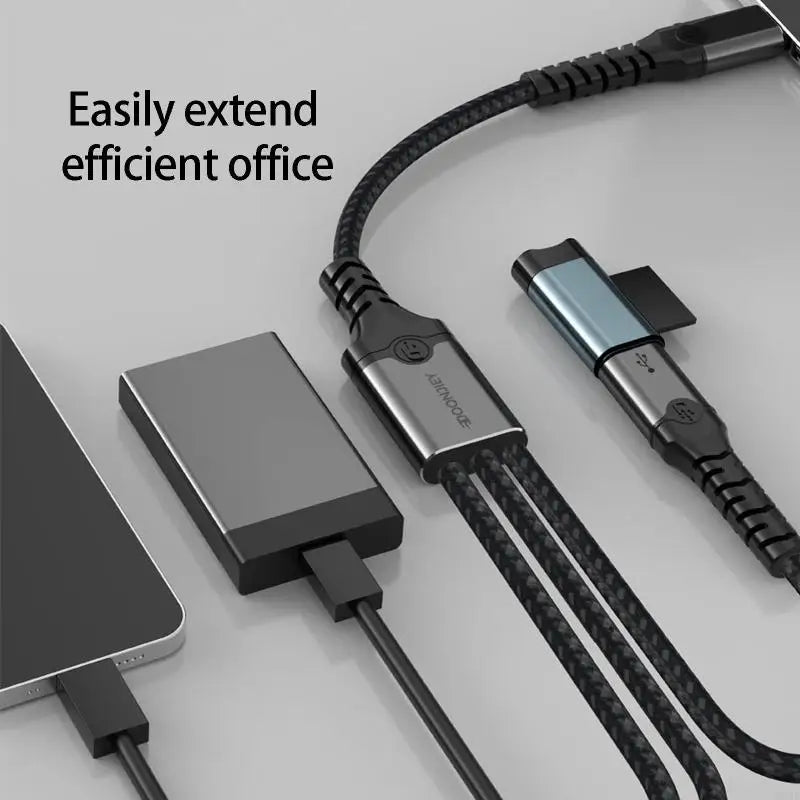 USB-C Braided Splitter Hub 3-Port Female Adapter | USB 3.1