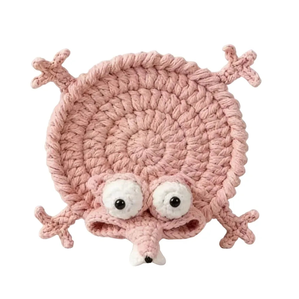 Handmade Crochet Animal Coasters – Cute Knitted Cup Mats