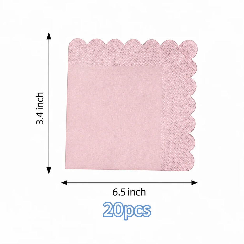 Pink Scalloped Disposable Tableware Set – Plates, Cups & Napkins