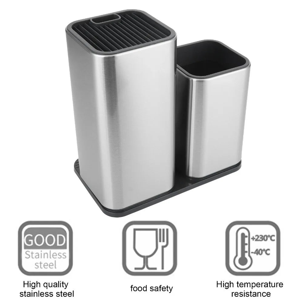 Stainless Steel Utensil & Knife Storage Holder Set