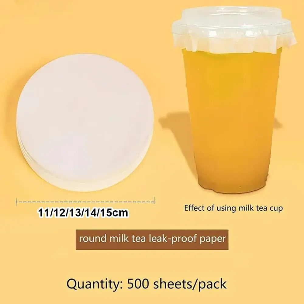 500Pcs Disposable Leakproof Sealing Paper for Beverage Cups