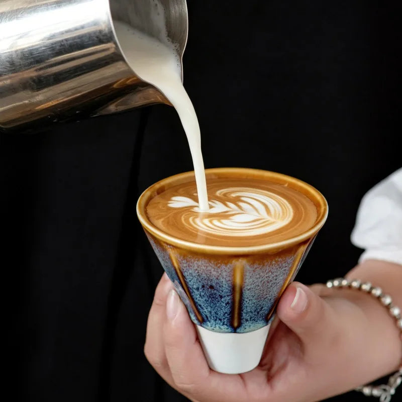 Kiln-Glazed Ceramic Espresso Cup & Saucer | 110ml Italian Style