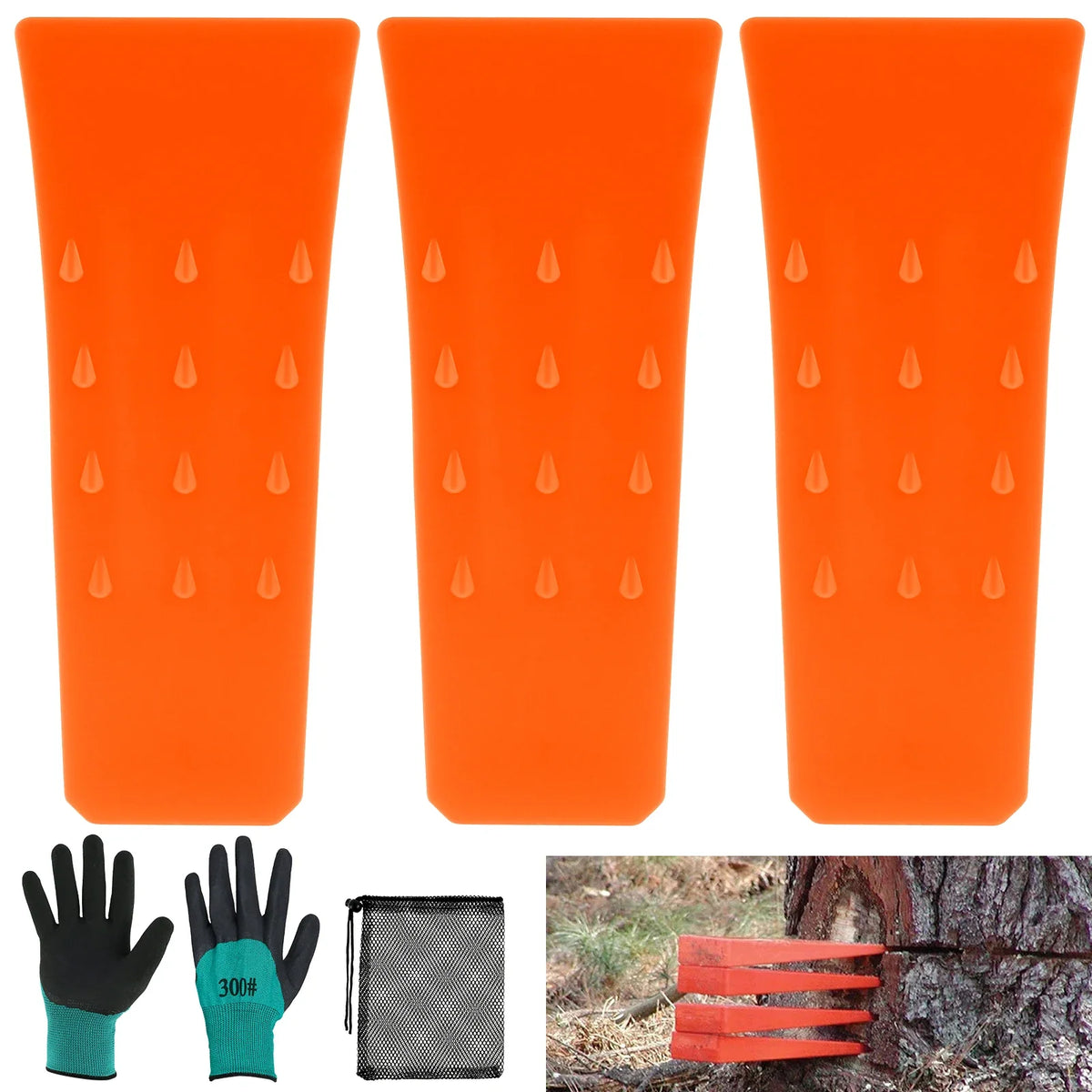 3-Pack Plastic Felling Wedges for Safe Tree Cutting & Logging