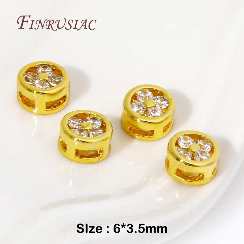 18K Gold Plated Zircon Round Spacer Beads | DIY Jewelry