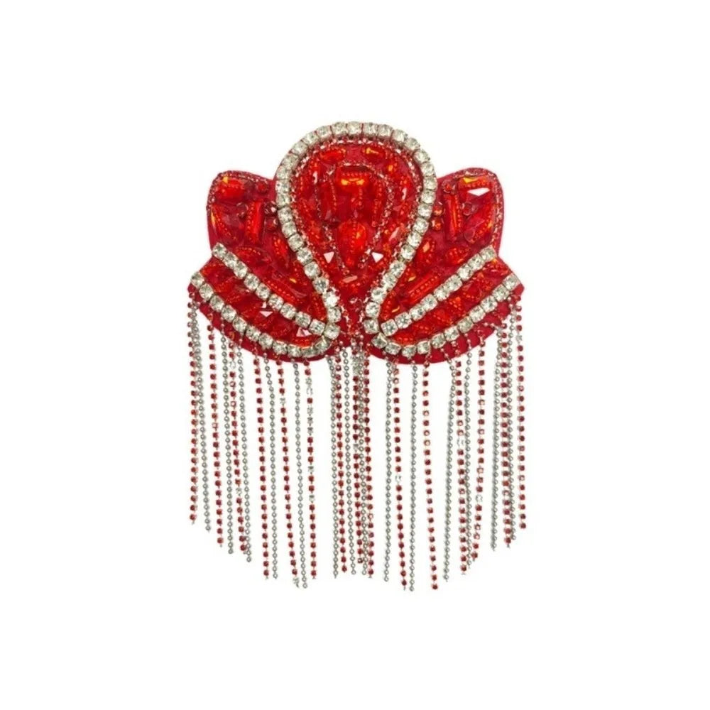 Rhinestone Tassel Epaulet – Sparkling Beaded Shoulder Patch