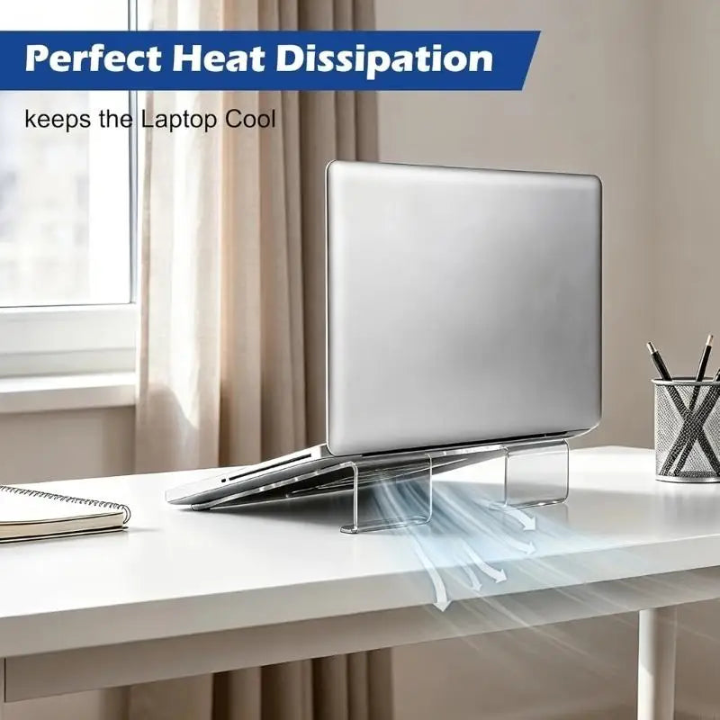 Transparent Acrylic Laptop Stand – Ventilated Desk Riser