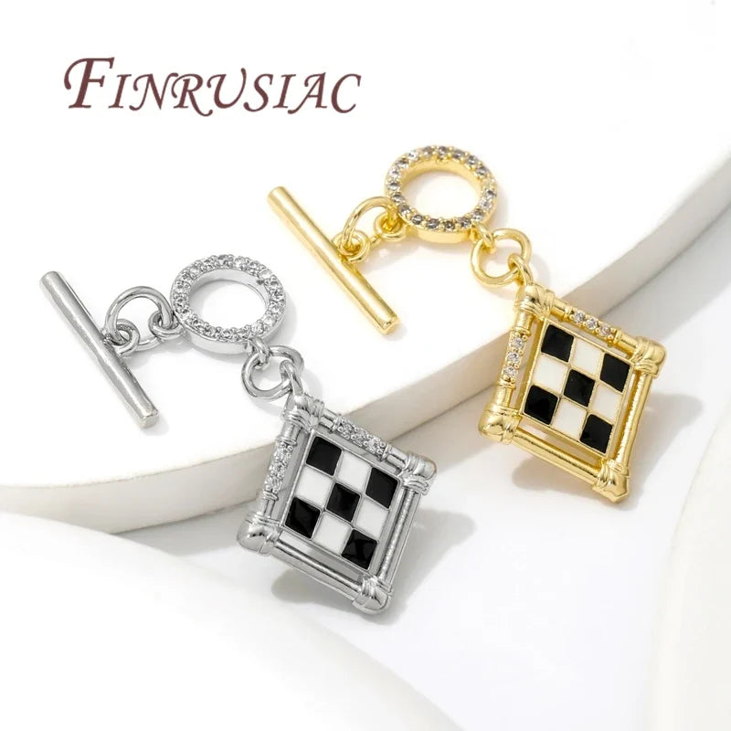 18K Gold Plated OT Toggle Clasp – Brass Zircon Jewelry Findings