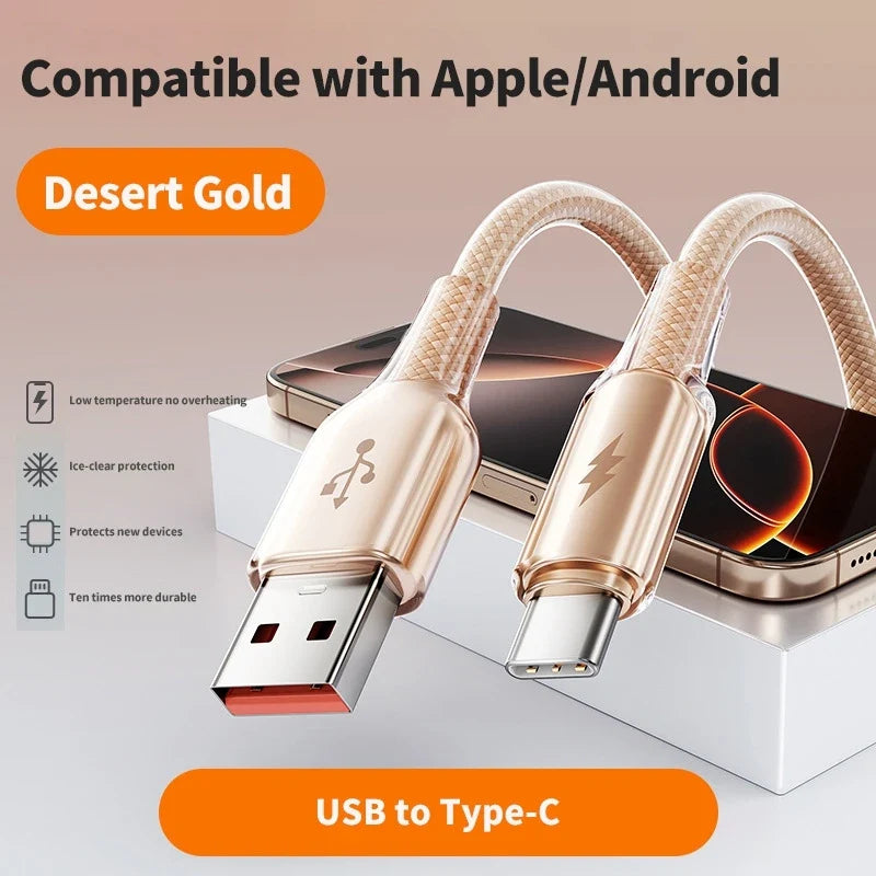 6A 100W Braided USB-A to USB-C Fast Charging Cable 480Mbps