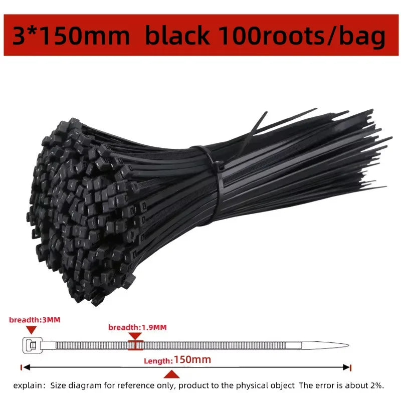 Reusable Nylon Cable Ties – Self-Locking Wire Straps 100/1000Pcs