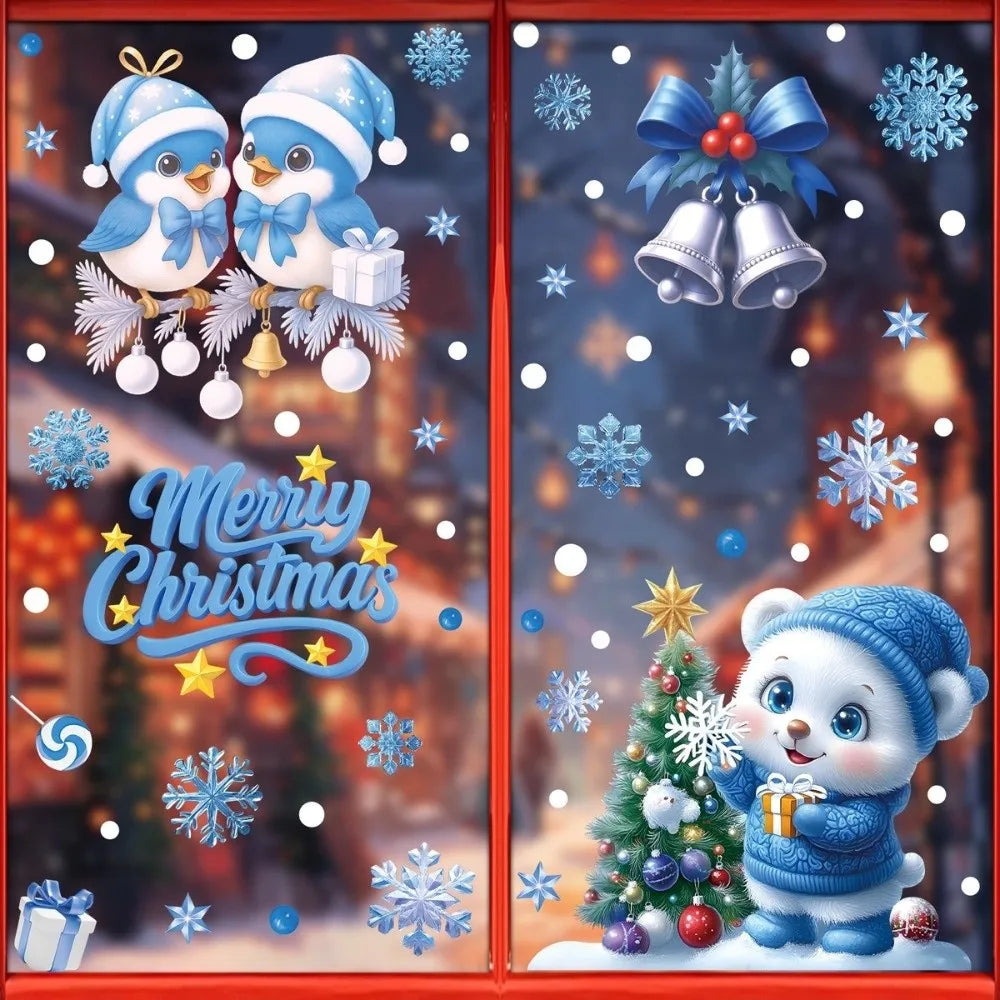 PVC Christmas Window Stickers – Snowman, Snowflake & Santa