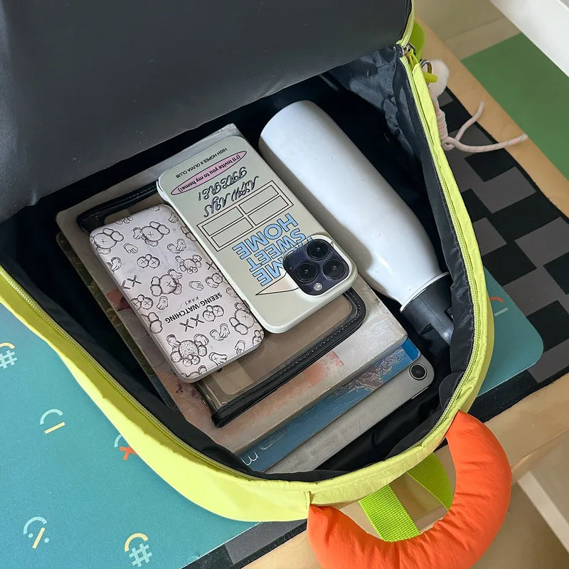 Kids Two-Tone Cartoon School Backpack | Elementary Nylon Bag