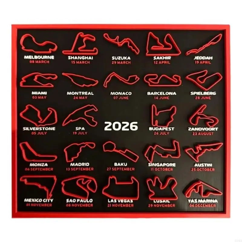 2026 Motorsport Schedule Calendar – 3D Printed Desk & Wall Display