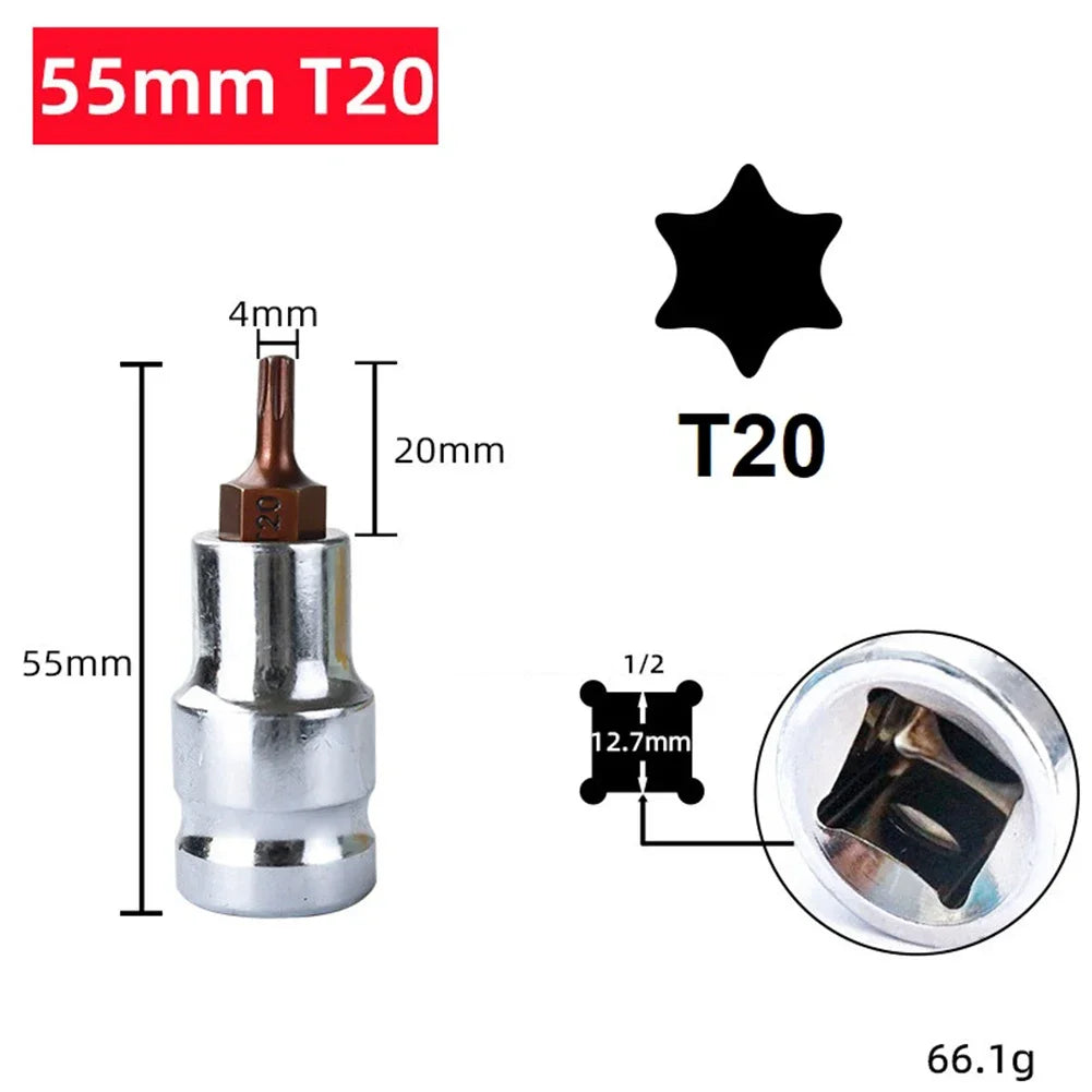Torx Bit Socket T20–T70 | 1/2" Drive Alloy Steel | DAZZLEEX