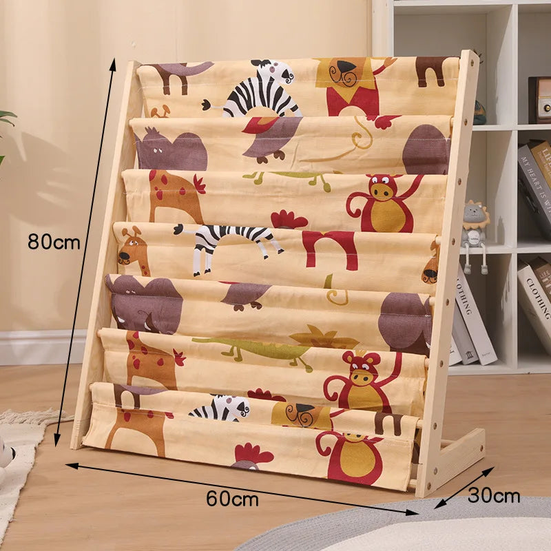 Solid Wood Floor-to-Ceiling Bookshelf – Kids Multi-Layer Rack