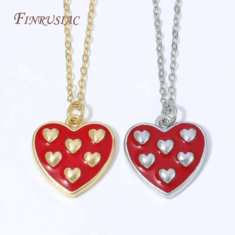 Red Enamel Heart Charms – 18K Gold Plated DIY Jewelry Pendant
