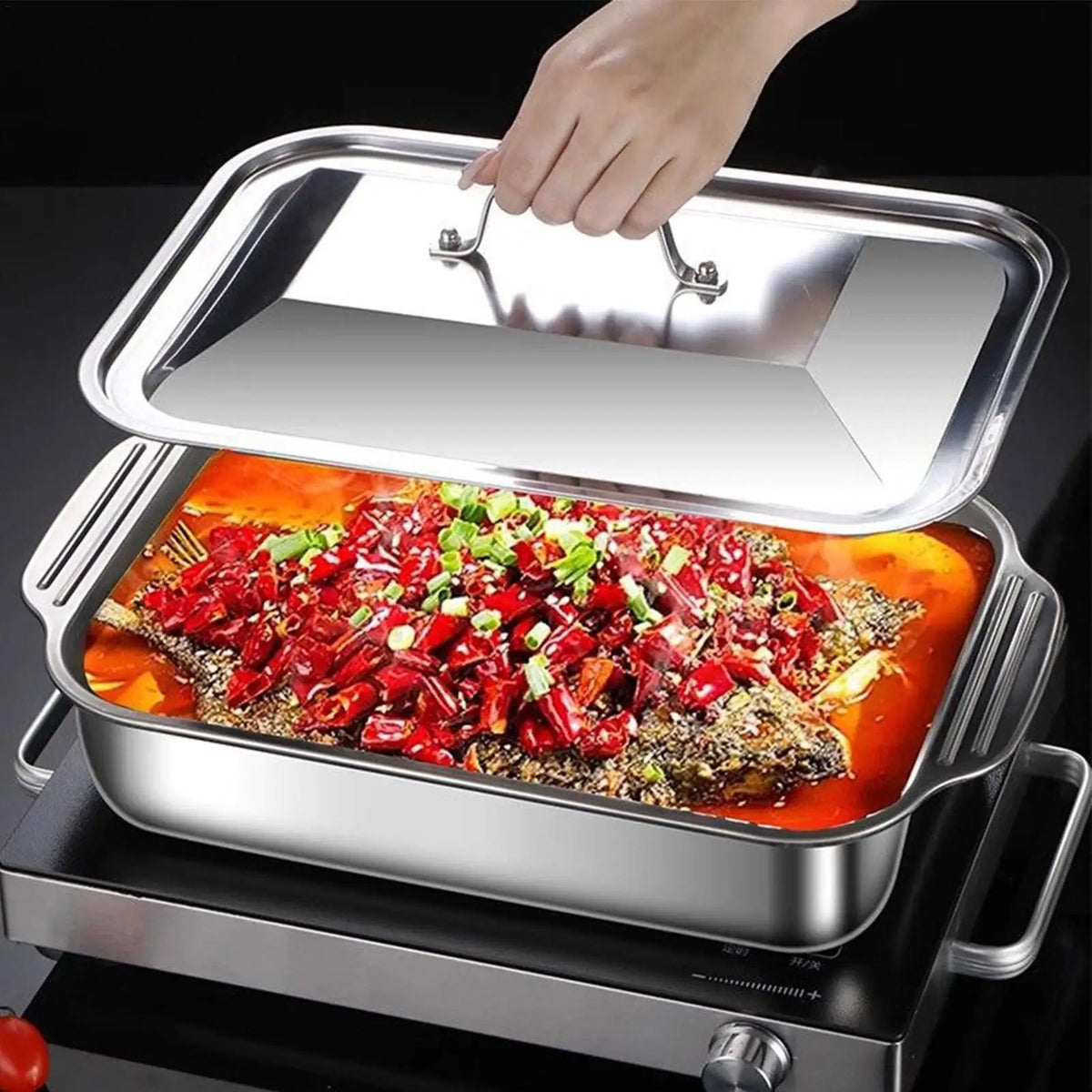 Stainless Steel Baking Pan with Lid | Lasagna & Cake Tray