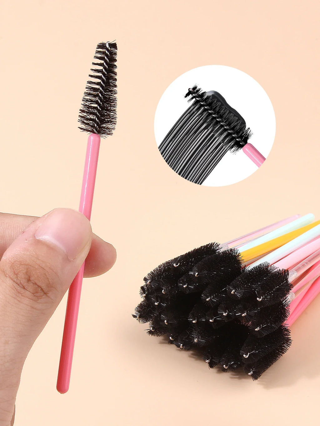 50Pcs Rainbow Disposable Mascara Wands & Eyebrow Brushes