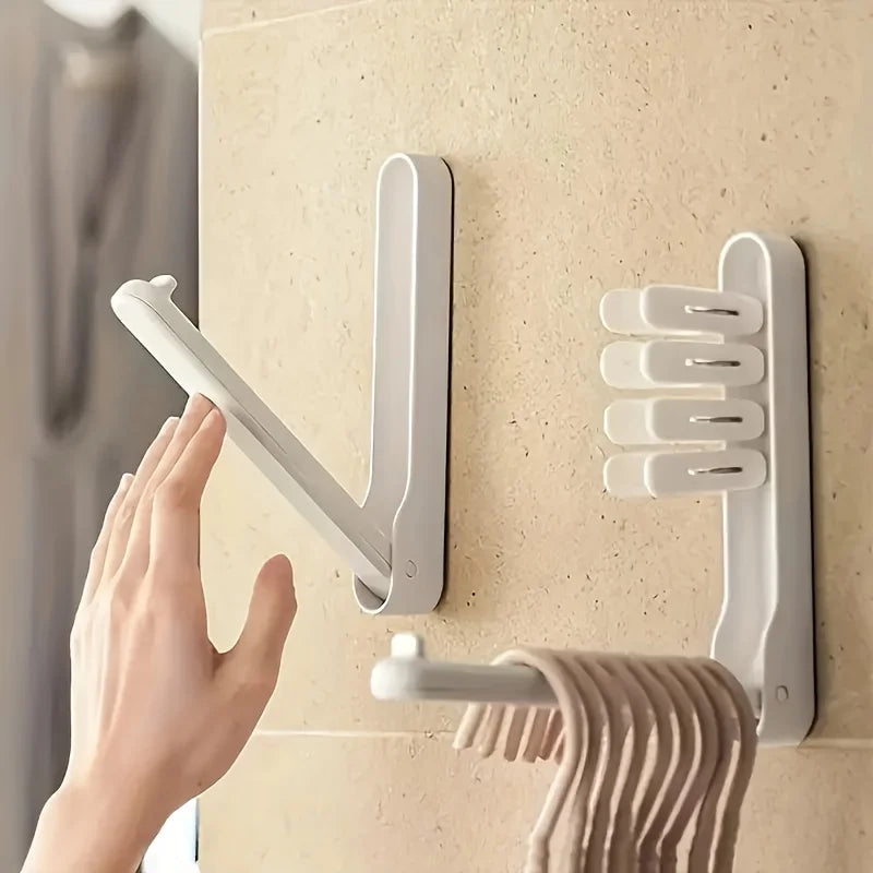 Foldable Clothes Hanger Organizer with Hooks | Space-Saving Rack