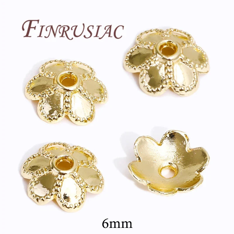 18K/14K Gold Plated Flower Bead Caps – DIY Jewelry Spacers