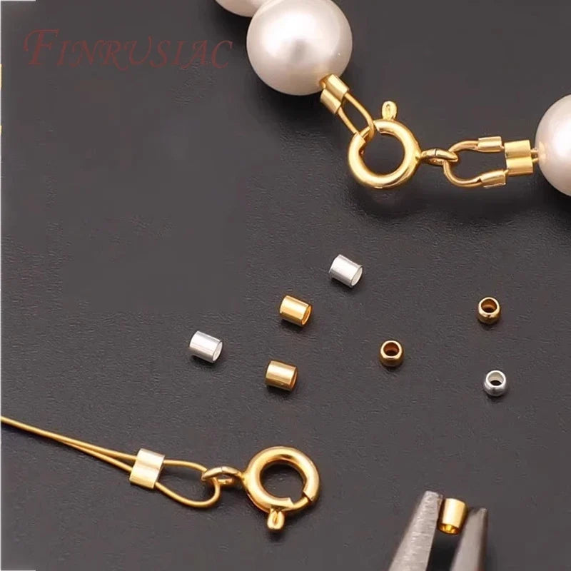 100pcs Gold Plated Tube Crimp Beads 2mm–3mm | DIY Jewelry Findings