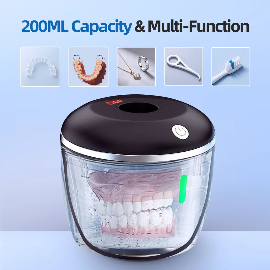 Ultrasonic UV Retainer & Denture Cleaner – 45kHz, USB/Battery