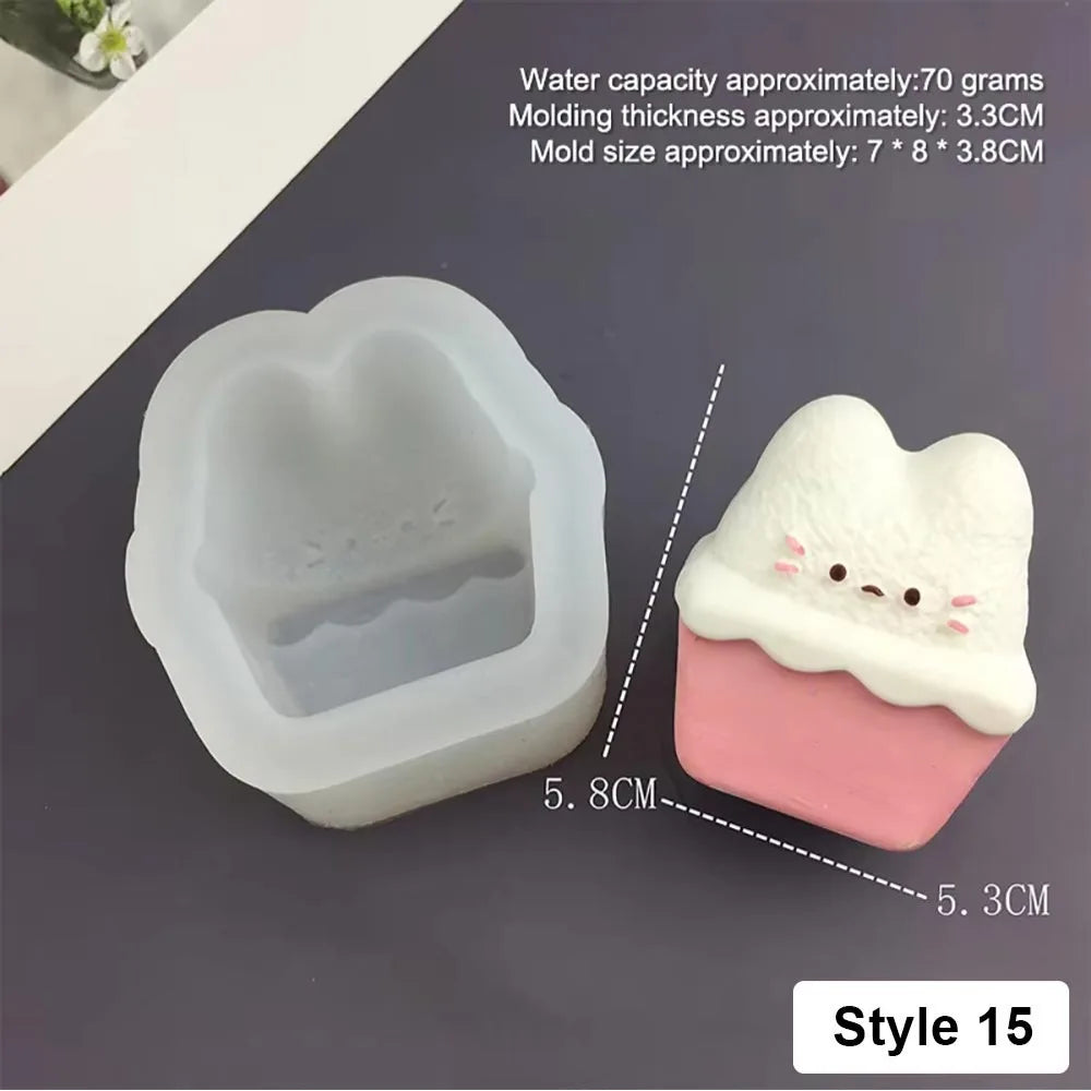 Cute Animal Silicone Baking Mold – Bunny & Kitten Cartoon