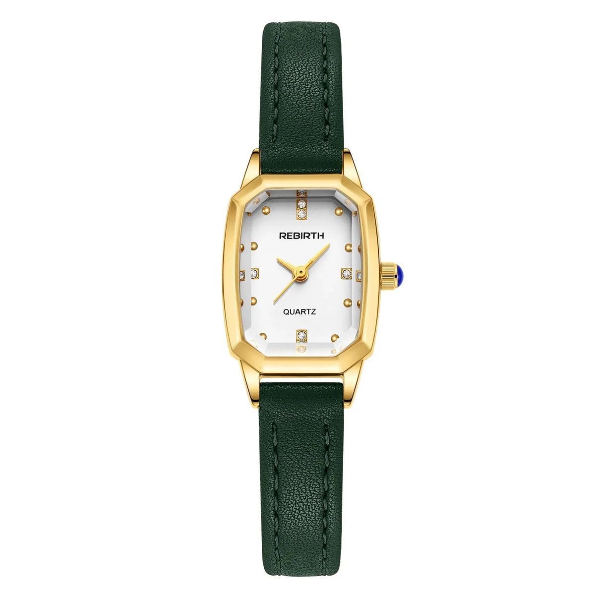 REBIRTH Unisex Square Quartz Watch – Leather Band, Water-Resistant